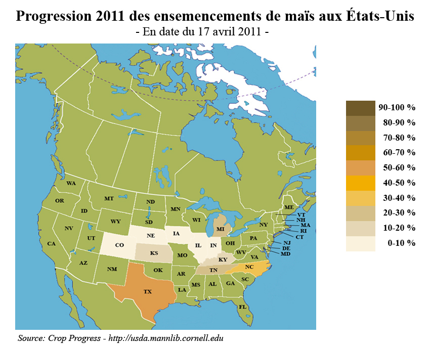 Progression des semis US au 17 avril 2011 Progression des semis US au 17 avril 2011